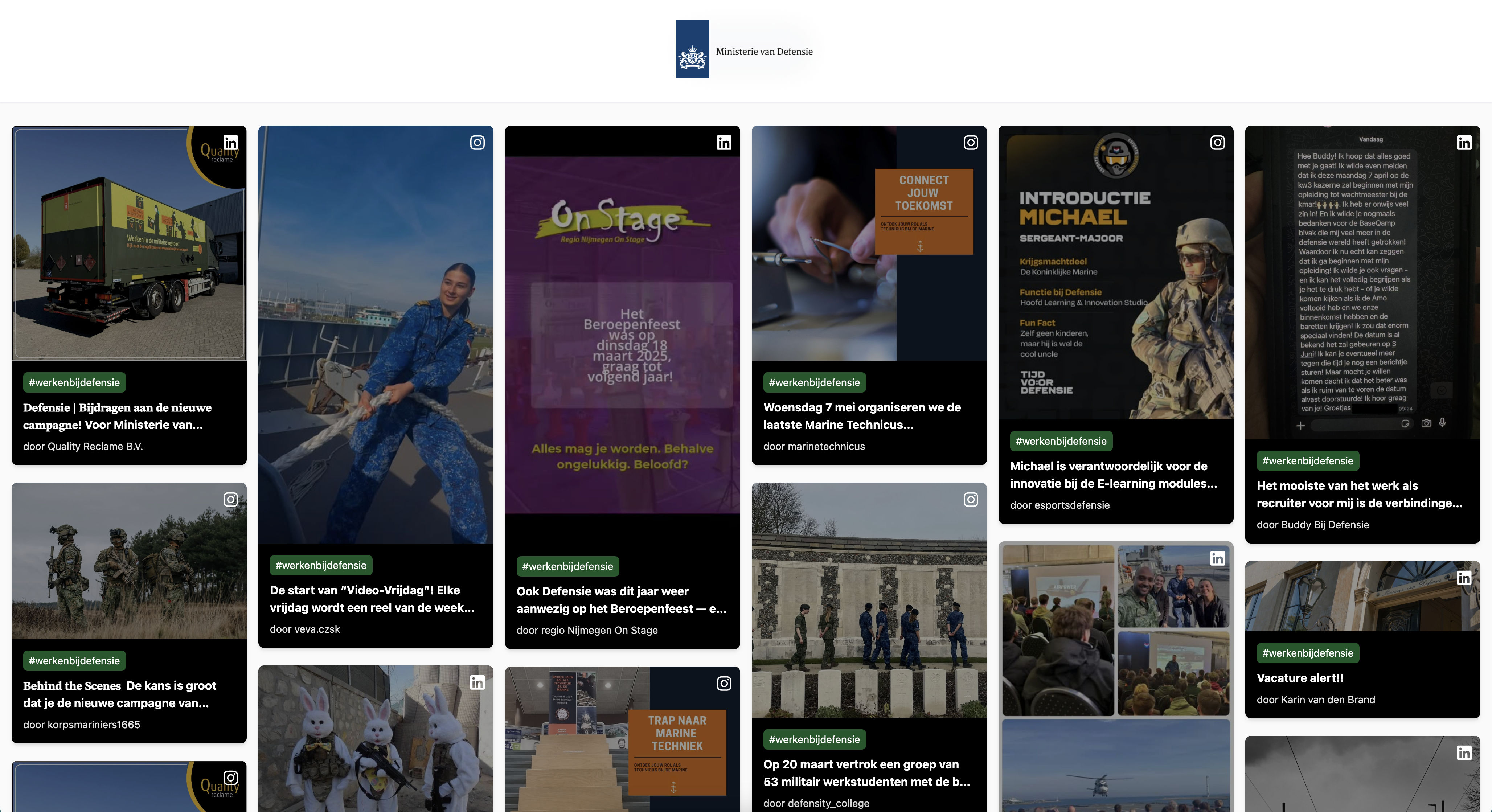 Selfie Squad - Screenshot voorbeeld Werken bij Defensie