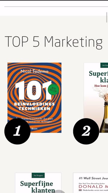 Een top 10-plek in het algemene overzicht stond op mijn bucketlist. Maar een 1e plek in de categorie Marketing? 

Dat is een cadeautje 🤗

#auteur #cialdini #bestseller #sales #nicol101 #omzet #conversie #boek #ondernemer #spreker #beinvloeding #overtuigen #nicol101