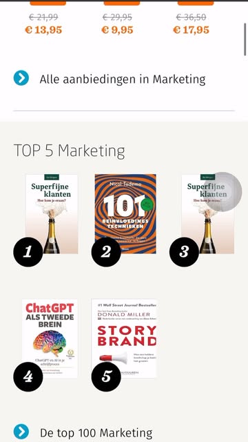 Heel even dacht ik dat ik nog droomde.

Sinds mijn boek is verschenen, check ik als eerste de verkooppositie op Managementboek. Ik word er dus al 14 dagen letterlijk mee wakker. 

Maar vanmorgen dacht ik even dat ik nog droomde. 

Ik neem een slok koffie. Kijk nog een keer en het staat er nog steeds: een derde plek in de top 100.

Niet verwacht, stiekem wel van gedroomd. 

___ ___ ___ 
Heb jij 101 beïnvloedingstechnieken al in huis? Dan kan je kans maken op een 𝗕𝗲𝗶̈𝗻𝘃𝗹𝗼𝗲𝗱𝗶𝗻𝗴 𝗕𝗼𝗼𝘀𝘁 t.w.v. € 199,00.

Hoe werkt het?
1️⃣ Maak een post met een foto of video van jou én het boek
2️⃣ Vermeld de hashtag#nicol101 
3️⃣ Doe dit vóór 9 mei

#conversie #ondernemen #sales #marketing #ux #beinvloeding #cialdini #kahneman