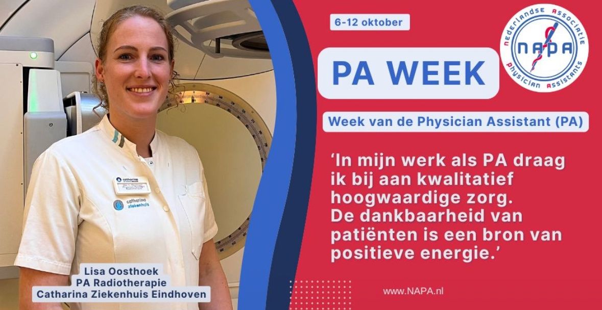 De Nederlandse Associatie Physician Assistants (NAPA) zet deze week de PA in de spotlights en portretteerde Lisa Oosthoek (PA radiotherapie) en Willemijn van Nuenen-Platvoet (PA heelkunde) van het Catharina Ziekenhuis. Wil je weten wat een PA precies doet of wil je een dagje meelopen, neem dan gerust contact op met de Vereniging Verpleegkundig Specialisten en Physician Assistants Catharina Ziekenhuis (VeSPA). #PAweek #ikbenPA #werkenbijcatharina