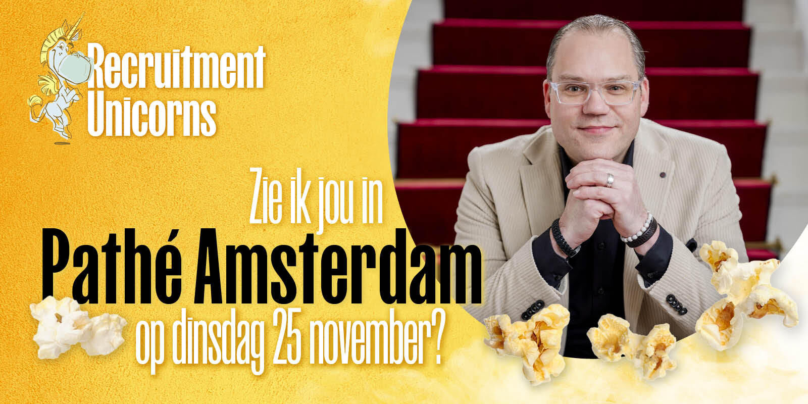 "𝐑𝐞𝐜𝐫𝐮𝐢𝐭𝐦𝐞𝐧𝐭 𝐈𝐧𝐬𝐩𝐢𝐫𝐚𝐭𝐢𝐨𝐧 𝐨𝐧 𝐒𝐭𝐞𝐫𝐨𝐢𝐝𝐬 in Pathé Nederland ❤️"

𝐃𝐚𝐭𝐚:

💜 Groningen 04 september 𝐮𝐢𝐭𝐯𝐞𝐫𝐤𝐨𝐜𝐡𝐭 ✅ 
💜 Utrecht 11 september 𝐮𝐢𝐭𝐯𝐞𝐫𝐤𝐨𝐜𝐡𝐭 ✅ 
💜 Breda 09 oktober 𝐮𝐢𝐭𝐯𝐞𝐫𝐤𝐨𝐜𝐡𝐭 
💜 Zwolle 06 november tickets verkrijgbaar - 𝐦𝐢𝐧𝐝𝐞𝐫 𝐝𝐚𝐧 25
💜 Amsterdam 25 november tickets verkrijgbaar (475 stoelen)


𝐇𝐞𝐭 𝐩𝐫𝐨𝐠𝐫𝐚𝐦𝐦𝐚 𝐨𝐧 𝐬𝐭𝐞𝐫𝐨𝐢𝐝𝐬 

Dagvoorzitter Nicol Tadema (hoe werkt inspiratie nou eigenlijk)?

Freelancers zijn toch geen paperclips van Lars Evers 
Niet afwijzen, maar doorverwijzen van The Talentpool Community 
Intermezzo van Nutzy | by Purple Squirrel Effect over inspiratie van Gen-Z
AI in recruitment ontketend – van potentie naar impact van Carv
Rijden op de skills rodeo, met Diana Magielsen van Unique
Mini masterclass grapjes en humor van topartiest Roel C. Verburg

Pauze ( ja met🍿🍿🍿)

De kunst van storytelling van Martin Koolhoven filmmaker en regisseur
Even over die tekst van Werkzoeken.nl
Web van de toekomst met Dirk Driessen van Getnoticed 
Guerilla Recruitment van Arjan Elbers 


𝐌𝐚𝐚𝐫 𝐞𝐫 𝐢𝐬 𝐦𝐞𝐞𝐫:

He?! Ja natuurlijk, het is "Recruitment Inspiration On Steroids ❤️ ". Extra verrassingen tijdens de middag, gratis goodiebag met boeken, popcorn, filmvouchers en hele waardevolle waardebonnen...


Dus kom naar Zwolle of Amsterdam! 𝑻𝒊𝒄𝒌𝒆𝒕𝒔 𝒔𝒍𝒆𝒄𝒉𝒕𝒔 € 𝟗𝟓 (ex btw)

https://lnkd.in/efswjpnv

Ben er snel bij! Laat je inspireren❤️

#recruitmentunicorns #unicornsgroningen #unicornsutrecht 
#unicornsbreda #unicornszwolle #unicornsamsterdam
