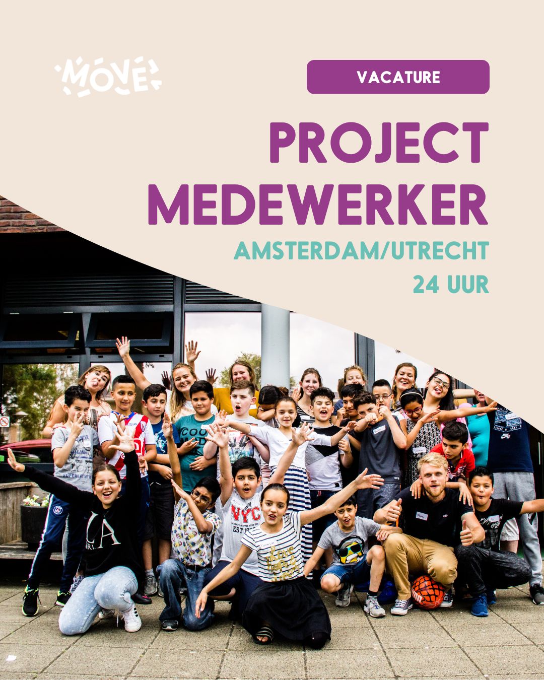 Iets voor jou? 👀 
Draag bij aan impactvolle projecten waarin kinderen en jongeren hun talenten ontdekken en zich inzetten voor hun omgeving!

Samen met het team ben je het gezicht van Move in Amsterdam & Utrecht.
Je zal vooral student-vrijwilligers begeleiden in het uitvoeren van de projecten op scholen. Je onderhoudt ondertussen het contact met de docenten en zorgt dat de projectadministratie op orde is. 

Ook werf je scholen en vrijwilligers voor de nieuwe projecten. Soms sta je zelf voor de klas, maar meestal ben je aan het coördineren op de achtergrond!

Lees meer over deze functie en solliciteer snel: https://lnkd.in/eGVD-gep

#Projectmedewerker #Vacature #werkenaangelijkekansen #Utrecht #Amsterdam #nonprofit